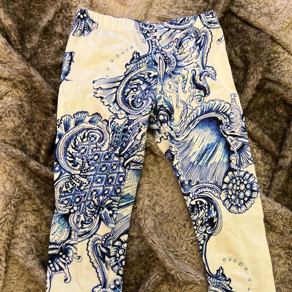 Roberto Cavalli Girls Legging Size 2 24 Months Blue And White Excellent